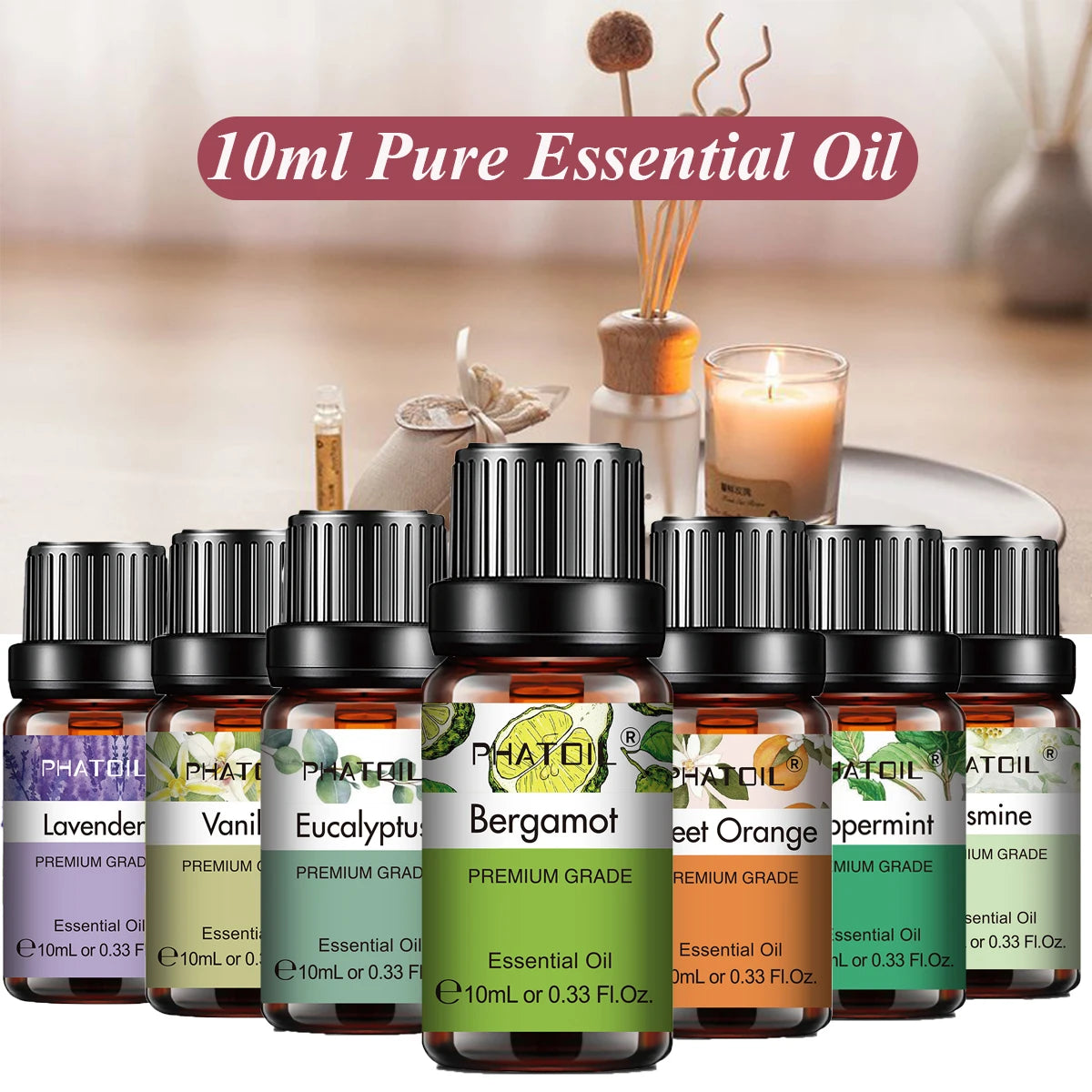 PHATOIL Natural Plant Essential Oil 10ml Eucalyptus Rose Lemon