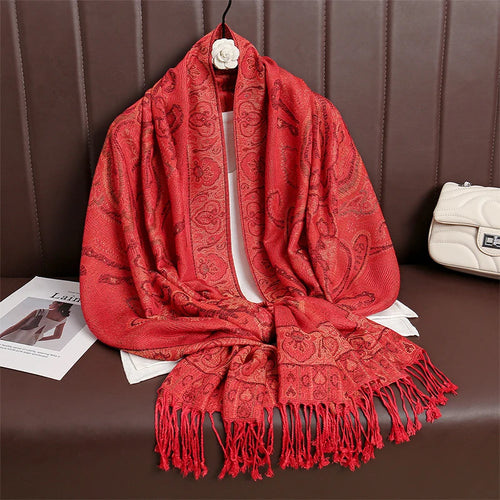 Women Paisley Scarf Cashmere Feeling Pashmina Shawls Tassel Hijab Head
