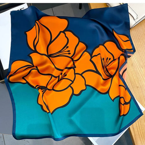 2024 Neckerchief Female Luxury Square Scarf for Women Silk Shawl Satin