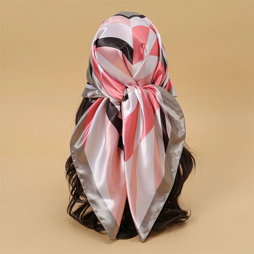 Satin Square Scarf Women Muslim Hijab Elegant 2023 Print Silk