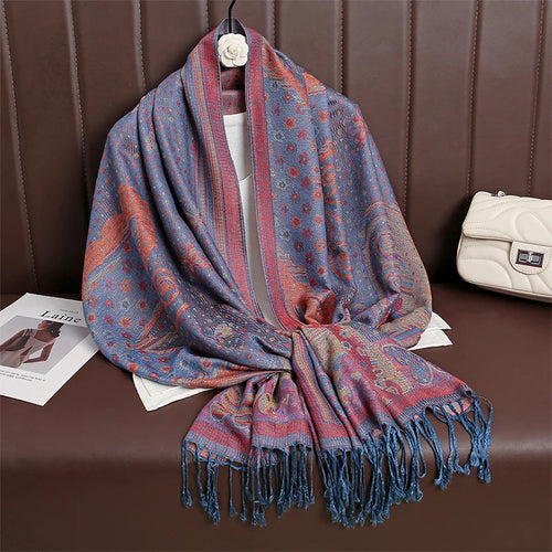 Women Paisley Scarf Cashmere Feeling Pashmina Shawls Tassel Hijab Head