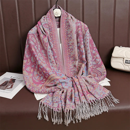 Women Paisley Scarf Cashmere Feeling Pashmina Shawls Tassel Hijab Head