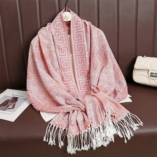 Women Paisley Scarf Cashmere Feeling Pashmina Shawls Tassel Hijab Head