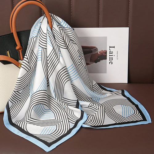 Luxury Print Satin Silk Square Scarf for Women Shawl Hijab Neckerchief