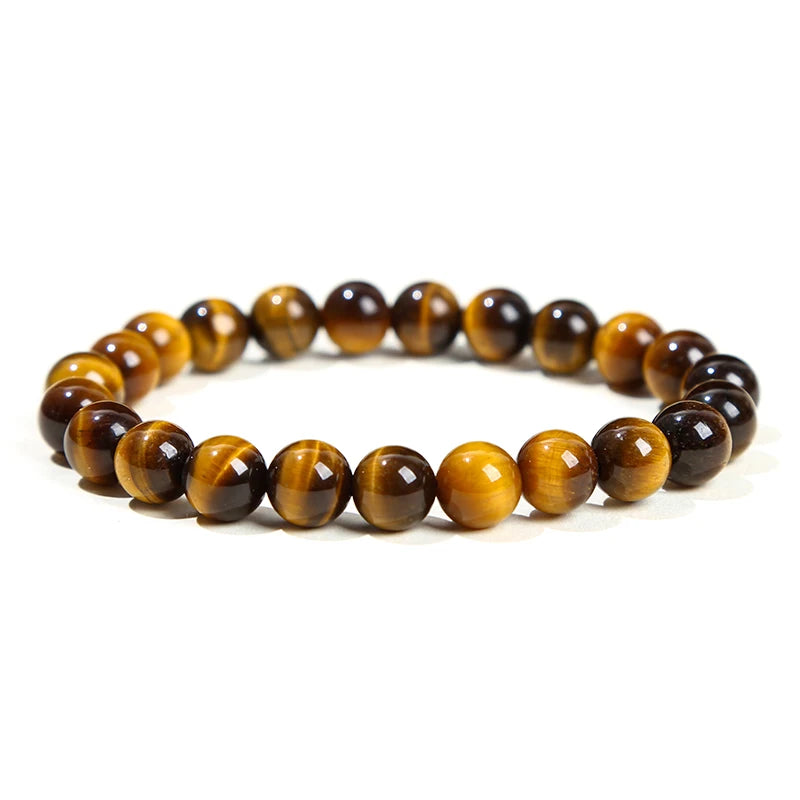 JD Natural Stone Beads Bracelet Amethyst Tiger Eye Crystal Quartz