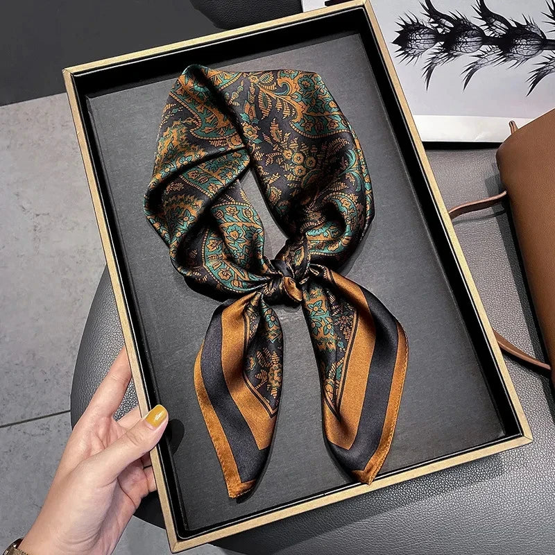 Fashion Luxury Brand 70cm Silk Square Scarf Women Satin Neck Tie