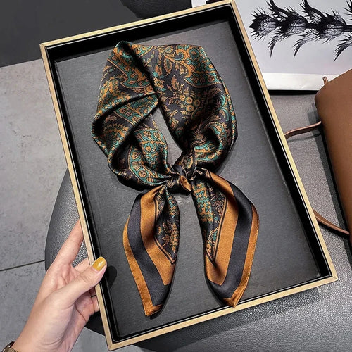 Fashion Luxury Brand 70cm Silk Square Scarf Women Satin Neck Tie