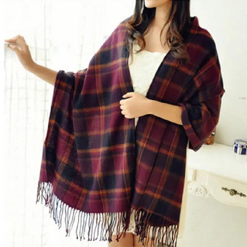 Winter Female Lattice Imitation Cashmere Scarf Autumn And Winter Thick