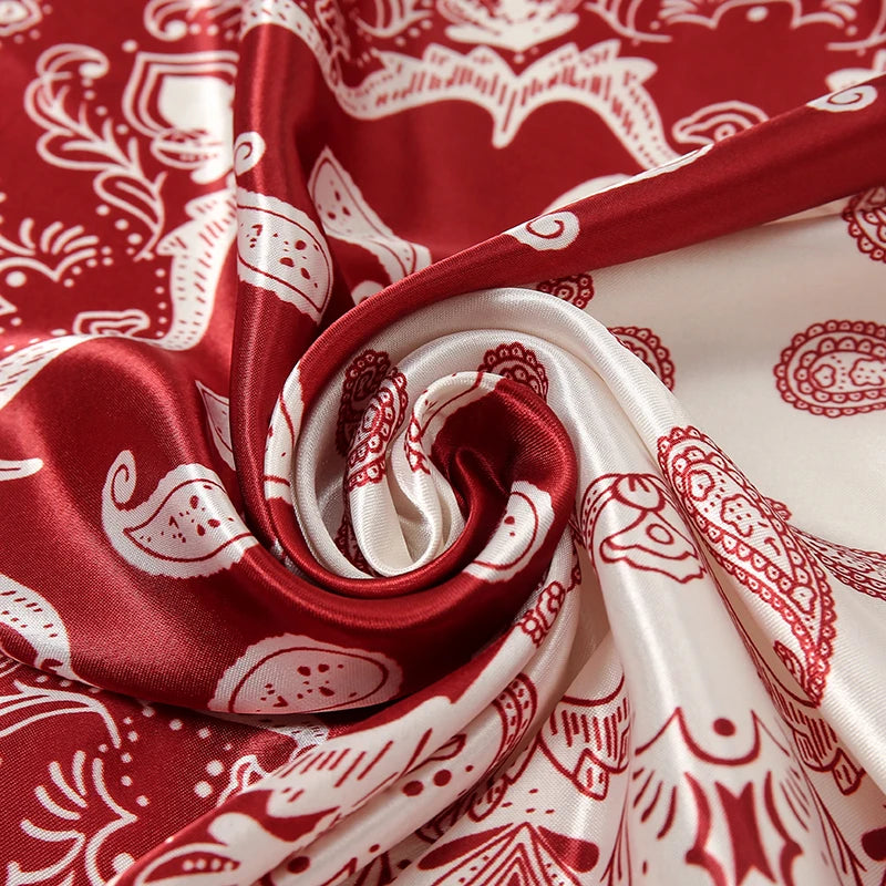Satin Square Scarf Women Muslim Hijab Elegant 2023 Print Silk