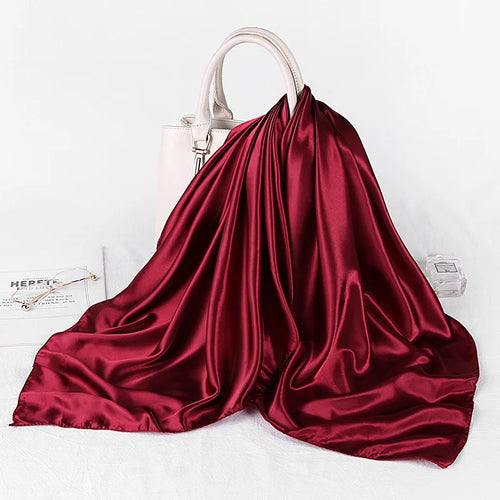 90*90cm Silk Scarves Women Square Satin Hijab Scarf Plain Handkerchief