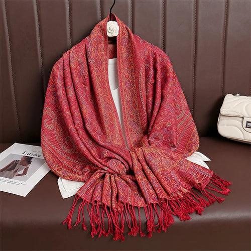Women Paisley Scarf Cashmere Feeling Pashmina Shawls Tassel Hijab Head