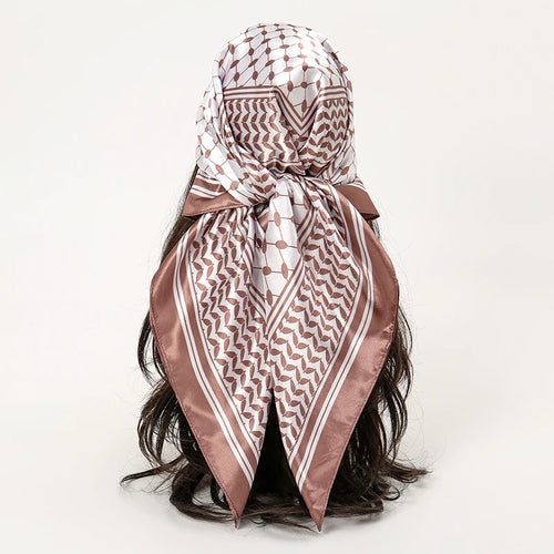 Satin Square Scarf Women Muslim Hijab Elegant 2023 Print Silk