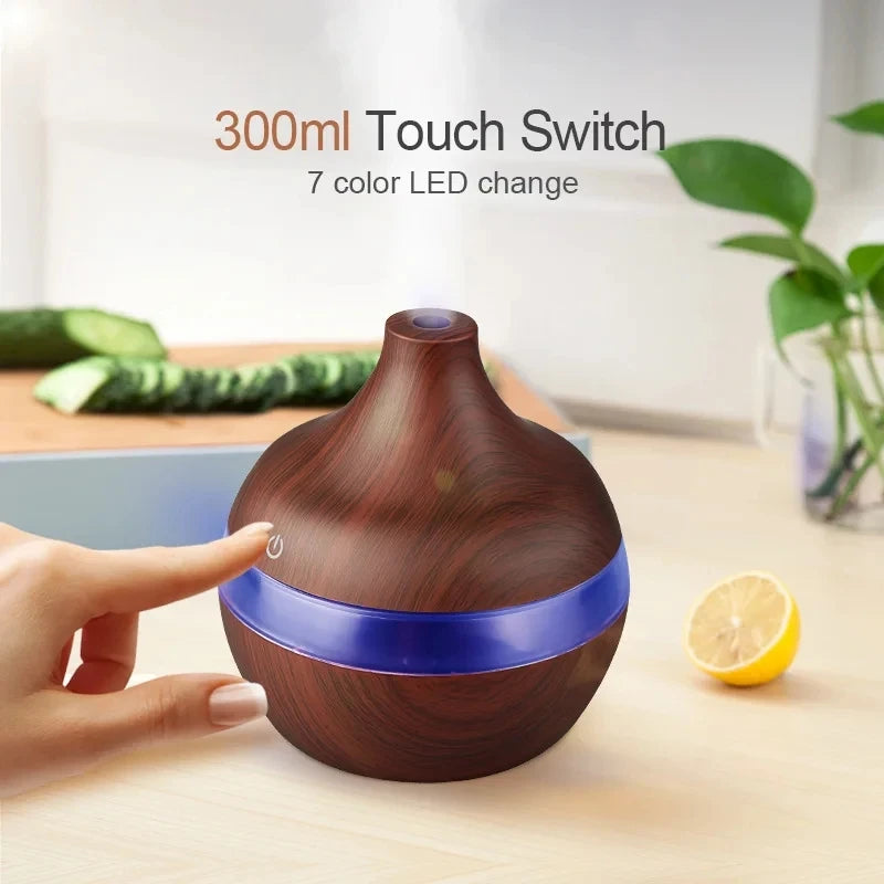 Humidifier Electric Aroma Air Diffuser Wood Ultrasonic Air Humidifier