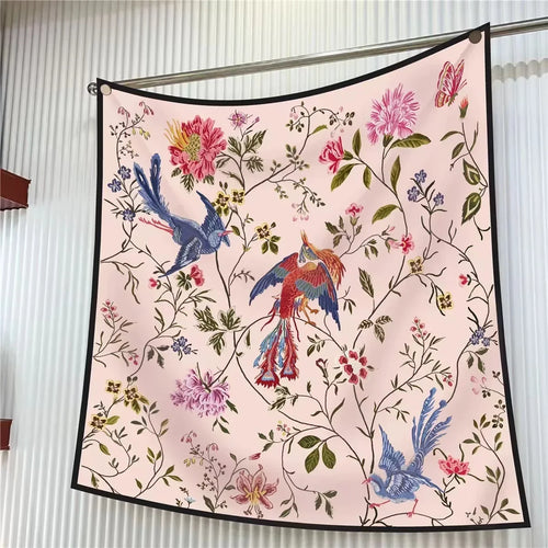 VREOVOR 90Cm French Birds Jungle Flowers High Quality Twill Travel