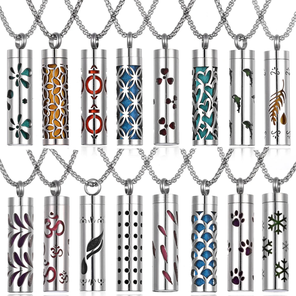 Long Strip Stainless Steel Aromatherapy Necklace Perfume Diffuser