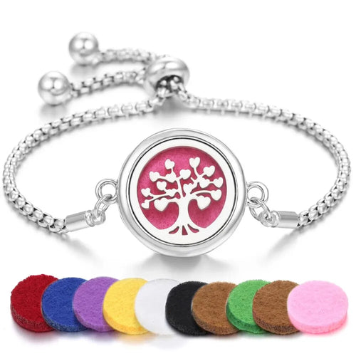 Tree of Life Aromatherapy Bracelet Open Lockets Bangle Essential Oil