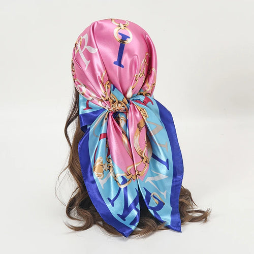 Satin Square Scarf Women Muslim Hijab Elegant 2023 Print Silk