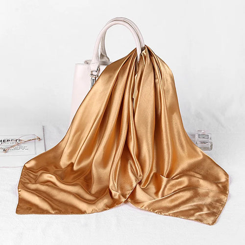 90*90cm Silk Scarves Women Square Satin Hijab Scarf Plain Handkerchief