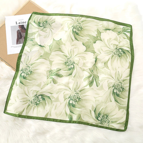 Luxury Print Satin Silk Square Scarf for Women Shawl Hijab Neckerchief