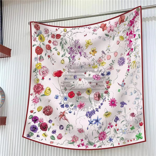 VREOVOR 90Cm French Birds Jungle Flowers High Quality Twill Travel