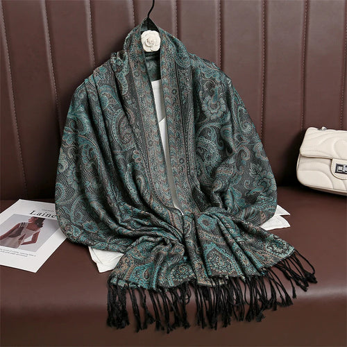 Women Paisley Scarf Cashmere Feeling Pashmina Shawls Tassel Hijab Head