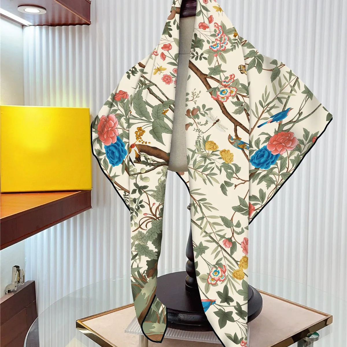 VREOVOR 90Cm French Birds Jungle Flowers High Quality Twill Travel