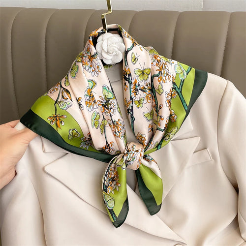 2024 New Fashion 70X70cmPrinted Women's Scarf Pashmina Silk Scarf