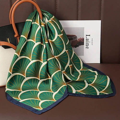 Luxury Print Satin Silk Square Scarf for Women Shawl Hijab Neckerchief