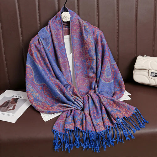 Women Paisley Scarf Cashmere Feeling Pashmina Shawls Tassel Hijab Head