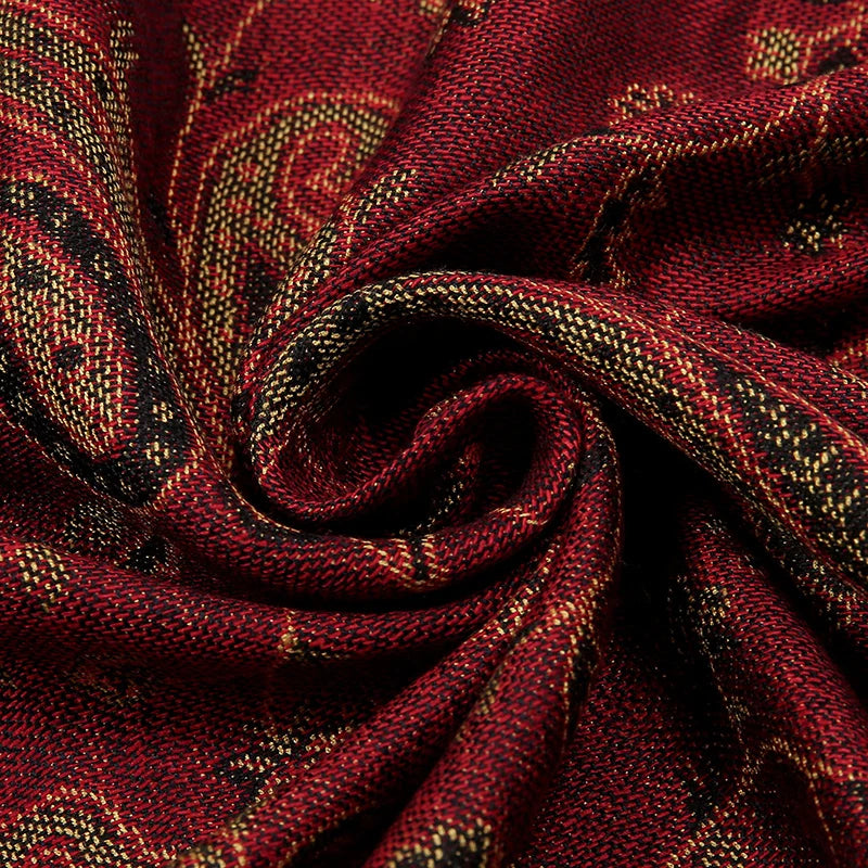 Ethnic Paisley Embroidery Viscose Hijab Retro Cashew Cotton Muslim