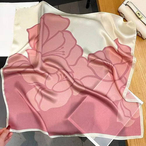 2024 Neckerchief Female Luxury Square Scarf for Women Silk Shawl Satin