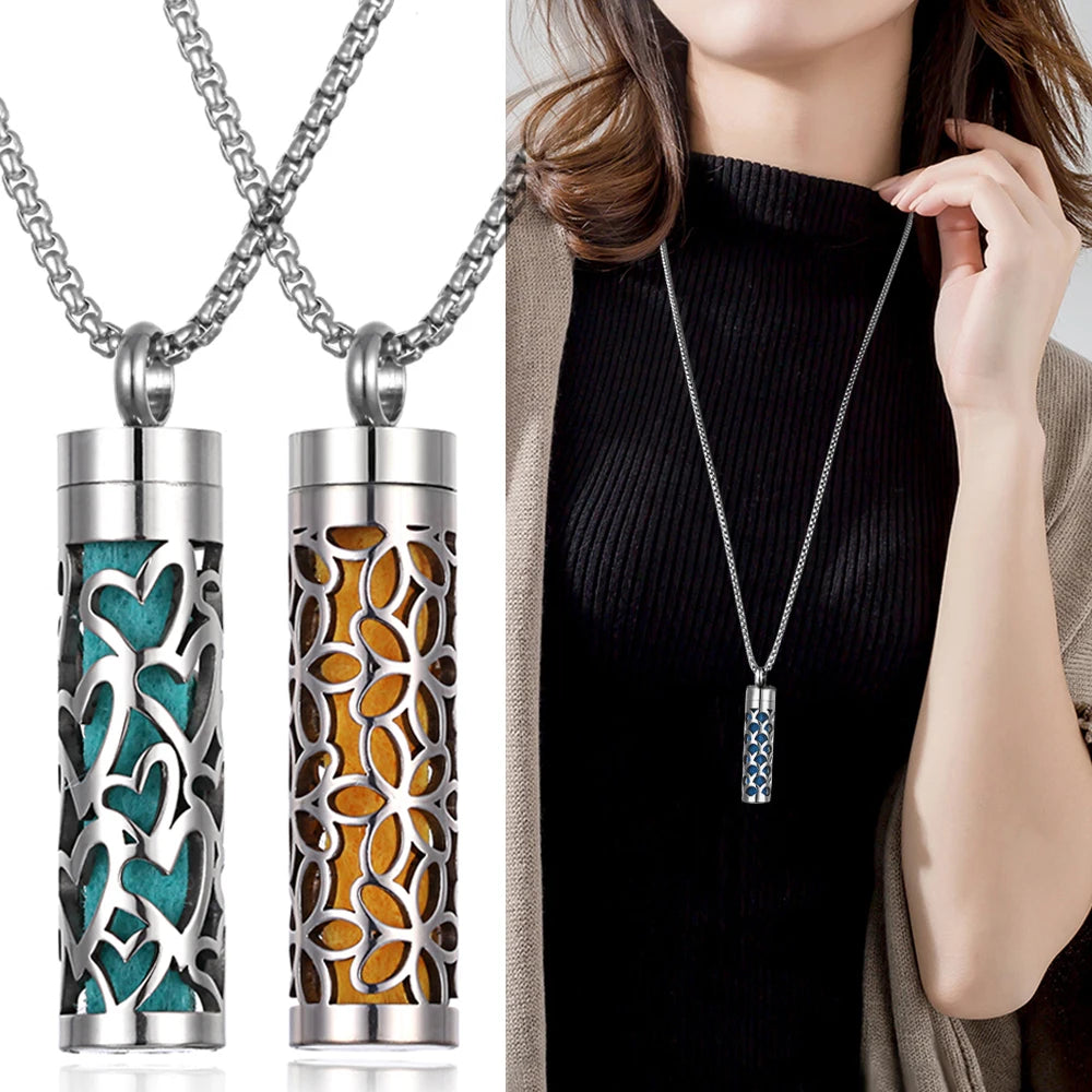 Long Strip Stainless Steel Aromatherapy Necklace Perfume Diffuser