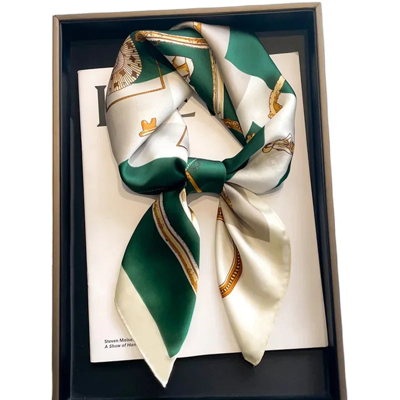 2024 Neckerchief Female Luxury Square Scarf for Women Silk Shawl Satin