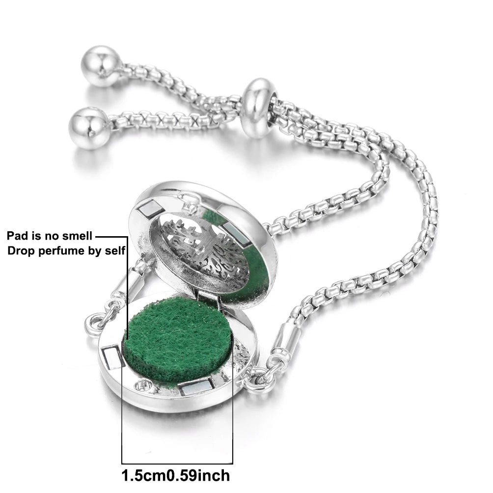Tree of Life Aromatherapy Bracelet Open Lockets Bangle Essential Oil