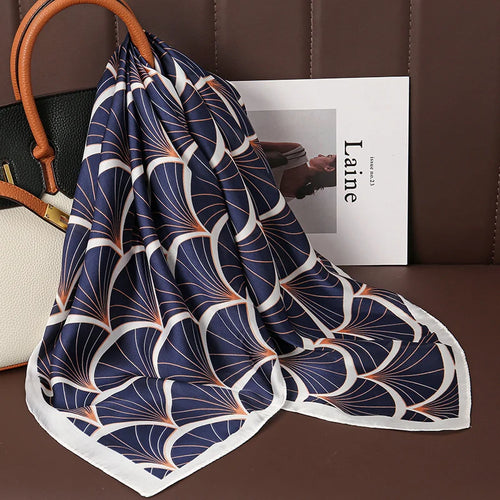 Luxury Print Satin Silk Square Scarf for Women Shawl Hijab Neckerchief
