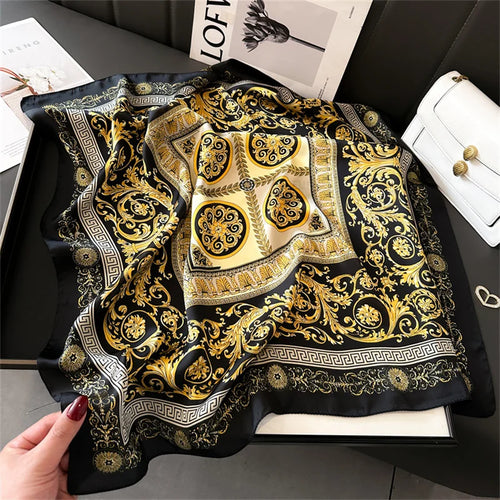 2024 New Fashion 70X70cmPrinted Women's Scarf Pashmina Silk Scarf