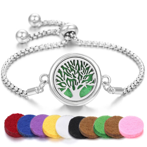 Tree of Life Aromatherapy Bracelet Open Lockets Bangle Essential Oil