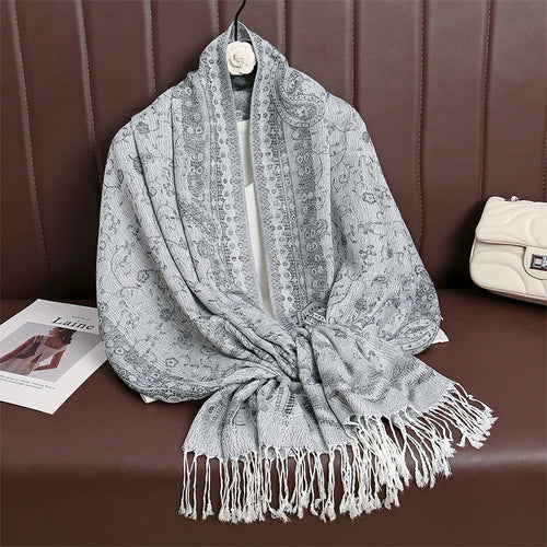 Women Paisley Scarf Cashmere Feeling Pashmina Shawls Tassel Hijab Head