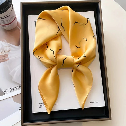Fashion Luxury Brand 70cm Silk Square Scarf Women Satin Neck Tie