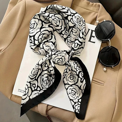 Fashion Luxury Brand 70cm Silk Square Scarf Women Satin Neck Tie