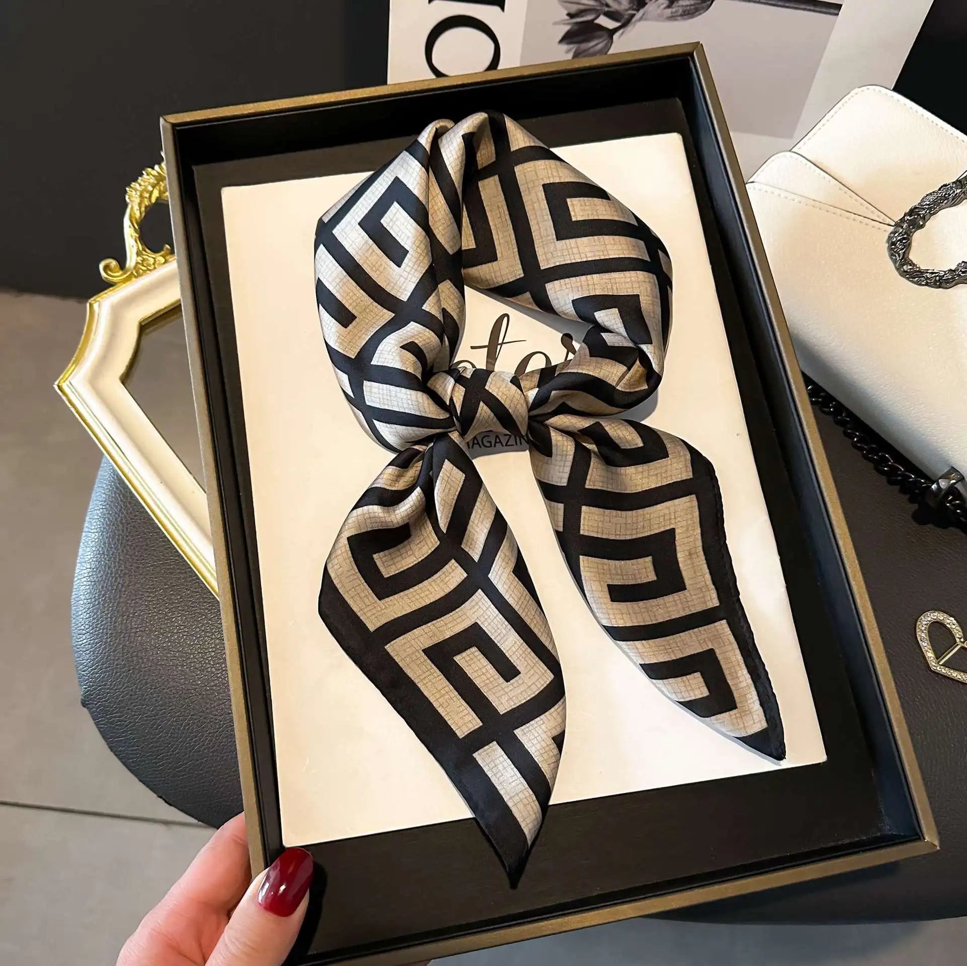 Fashion Luxury Brand 70cm Silk Square Scarf Women Satin Neck Tie