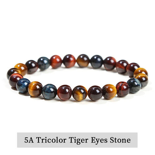 JD Natural Stone Beads Bracelet Amethyst Tiger Eye Crystal Quartz