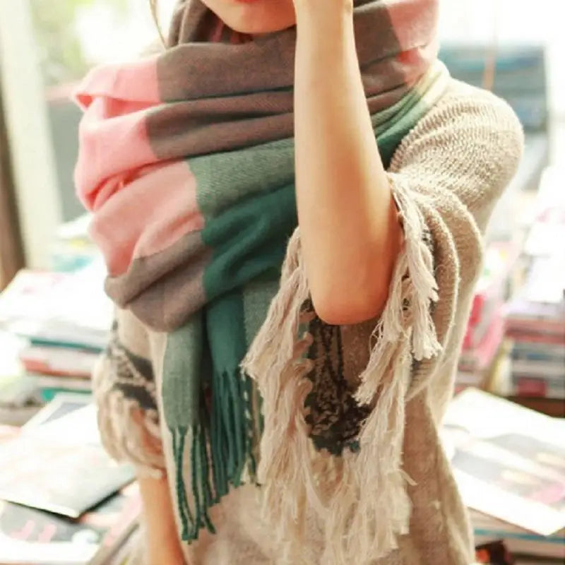 Winter Female Lattice Imitation Cashmere Scarf Autumn And Winter Thick