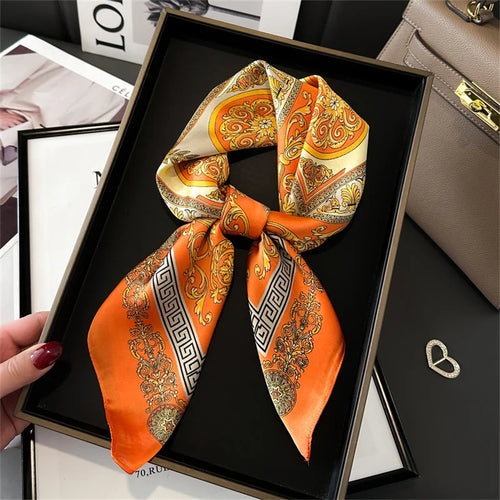 2024 New Fashion 70X70cmPrinted Women's Scarf Pashmina Silk Scarf