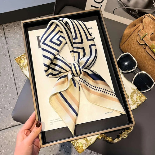 Fashion Luxury Brand 70cm Silk Square Scarf Women Satin Neck Tie