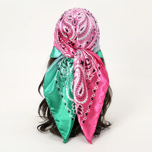 Satin Square Scarf Women Muslim Hijab Elegant 2023 Print Silk
