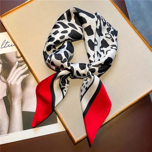Luxury Print Silk Feeling Square Scarf Women Spring Neck Tie Shawl
