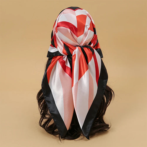 Satin Square Scarf Women Muslim Hijab Elegant 2023 Print Silk