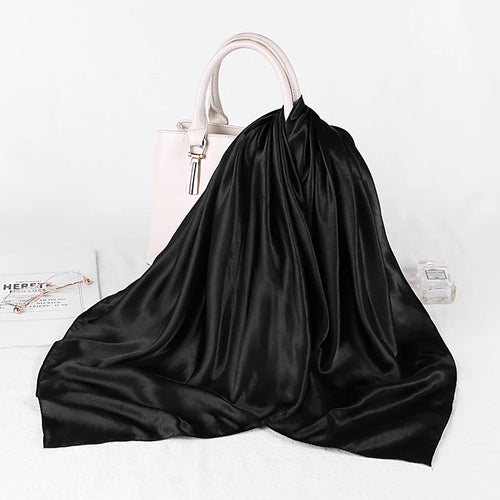 90*90cm Silk Scarves Women Square Satin Hijab Scarf Plain Handkerchief