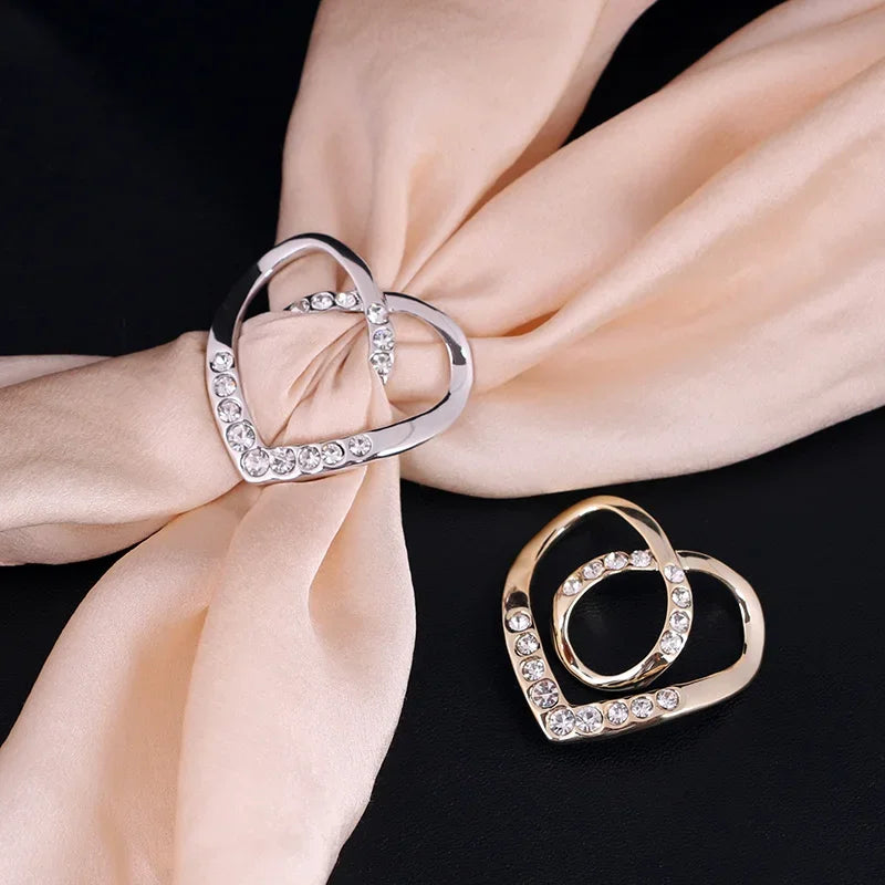 Adjustable Knot Scarf Buckle Pin - Decorative Crystal Silk Brooch Clip
